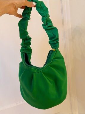Green Ruched Handle Shoulder Bag